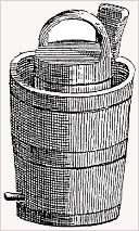Drawing a of 'sabottiere,' an early version of the modern-day hand-cranked ice cream maker