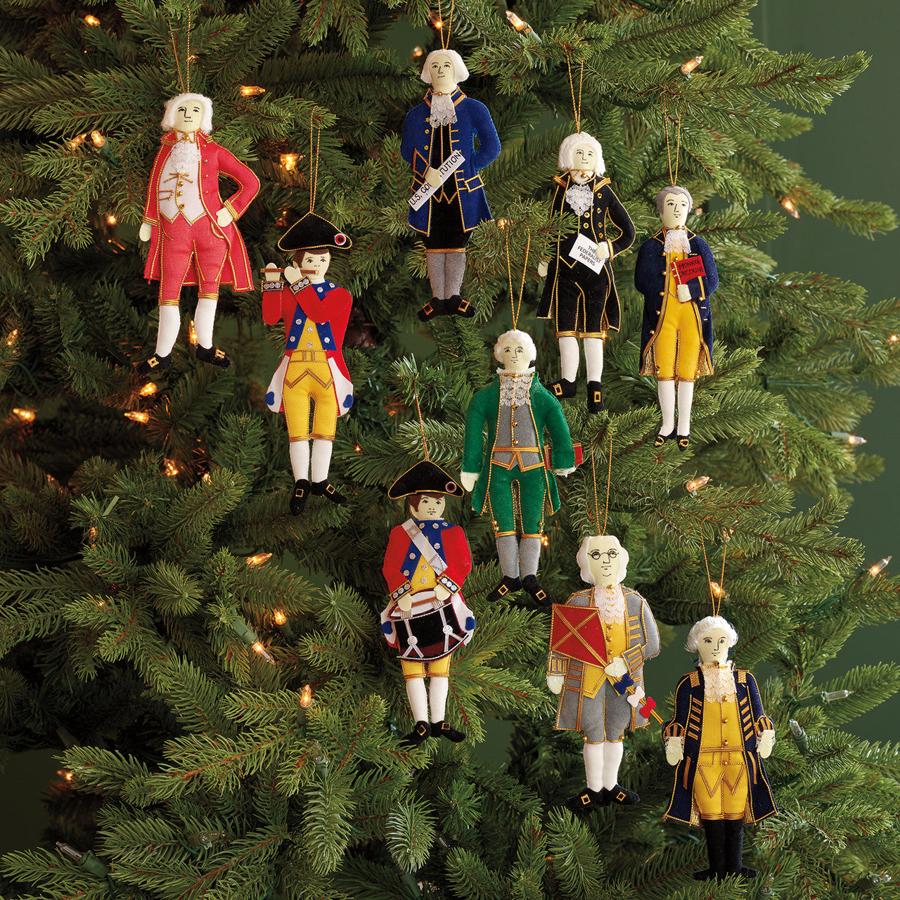 Small cloth ornaments of Colonial and Revolutionary historic figures