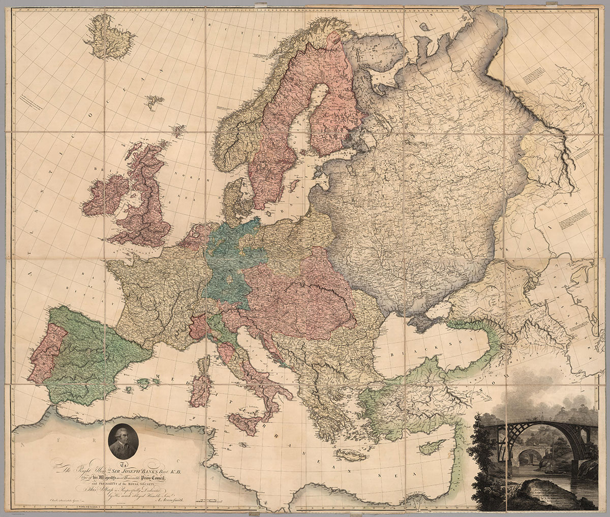 1798 map of Europe by Aaron Arrowsmith, courtesy David Rumsey Map Collection