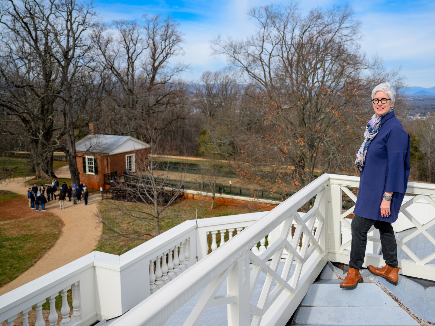 Kamensky on the rooftop of Monticello, looking northwest