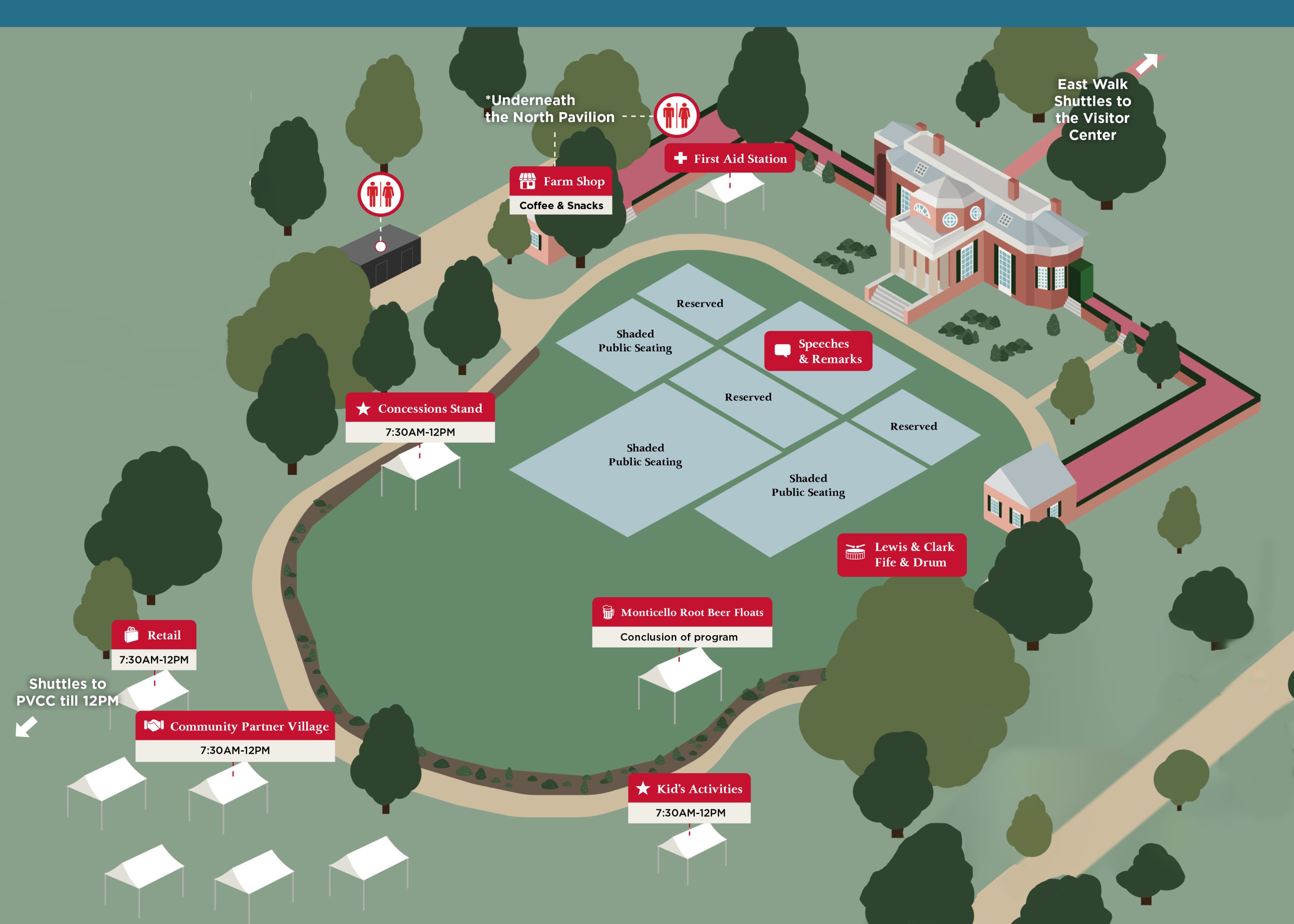 Map of historic mountaintop set up for July 4, 2025