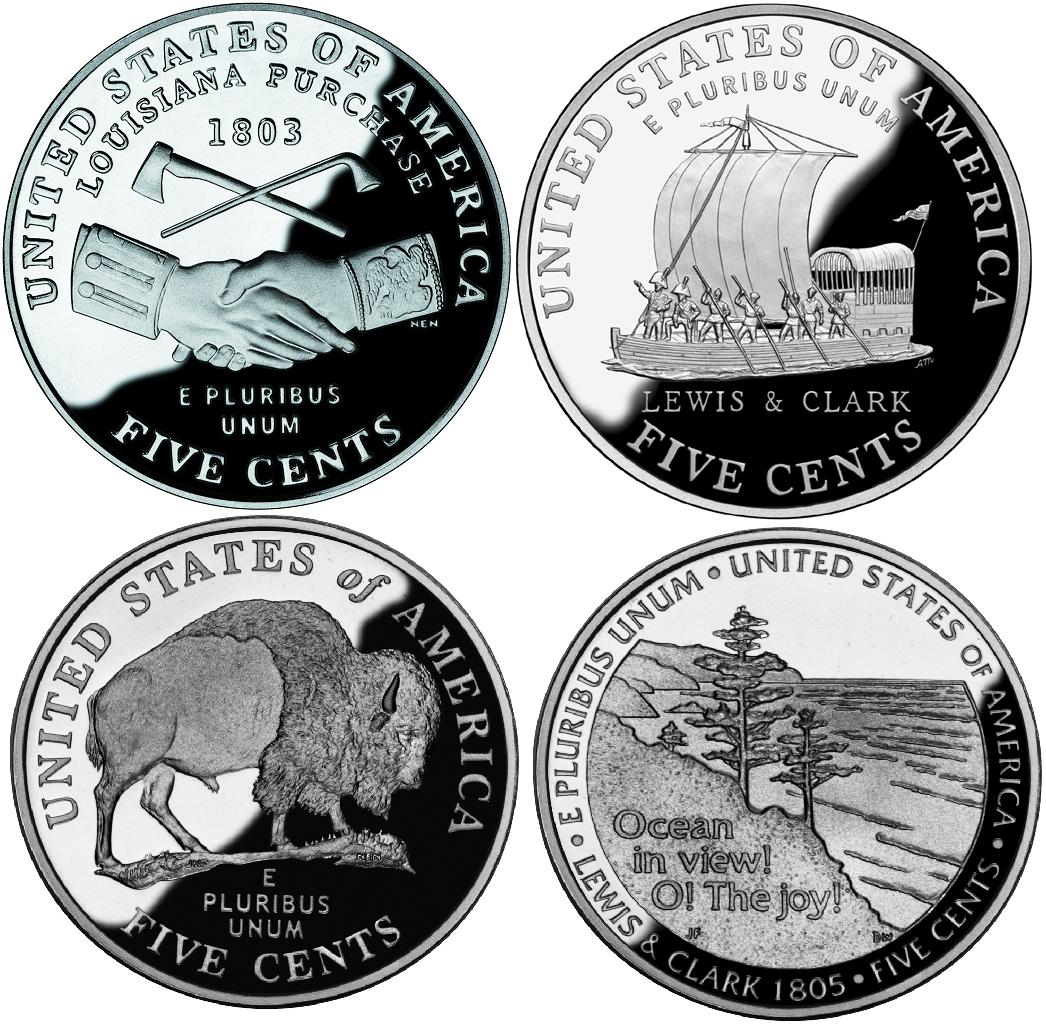 Backs of U.S. Nickels in 2004 and 2005