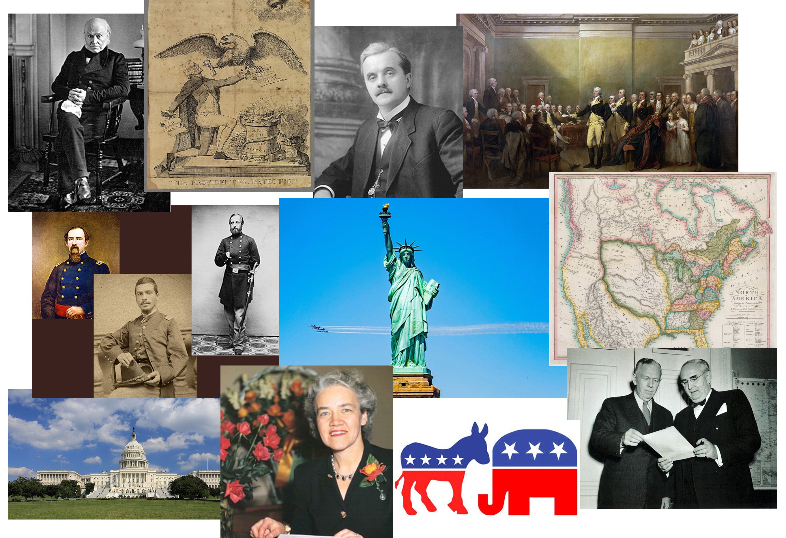 Collage of patriotism and partisanship in America