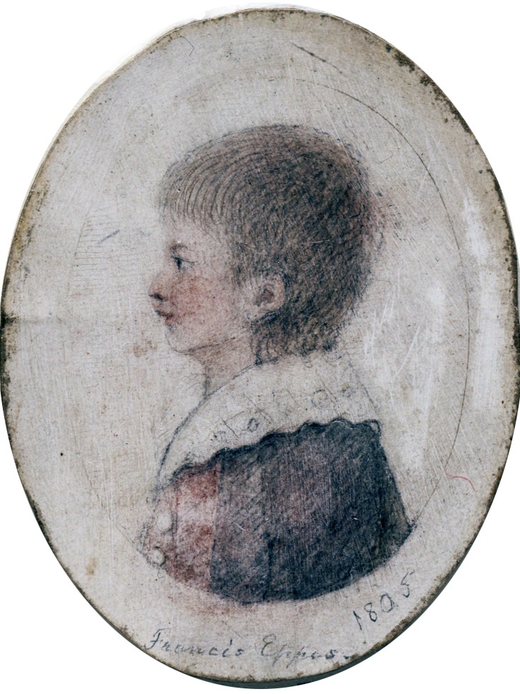 Oval profile portrait of Francis Wayles Eppes as a boy looking left