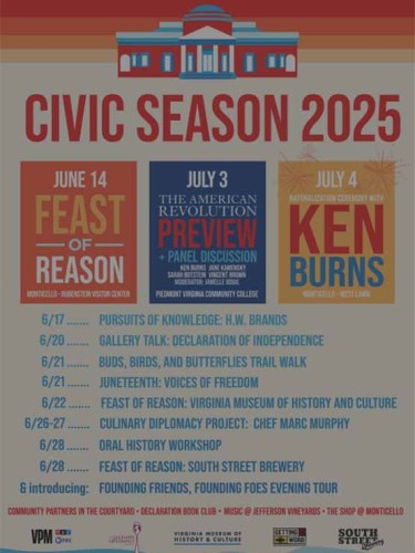 Digital poster with of all Monticello's 2025 Civic Season events