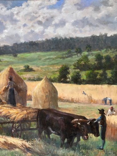 A 20th-century painting by Nathaniel Gibbs depicting a wheat harvest at Monticello