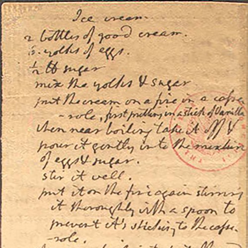 Detail from recipe in Jefferson's hand for ice cream