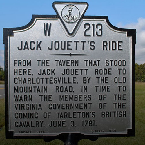 Historic marker honoring Jack Jouett's ride