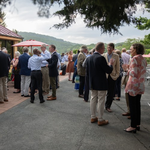 Guests enjoy wine, refreshments, and mountain views at Jefferson Vineyards