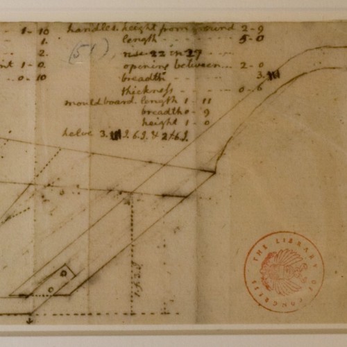 Jefferson's drawing of moldboard of least resistence for a plow