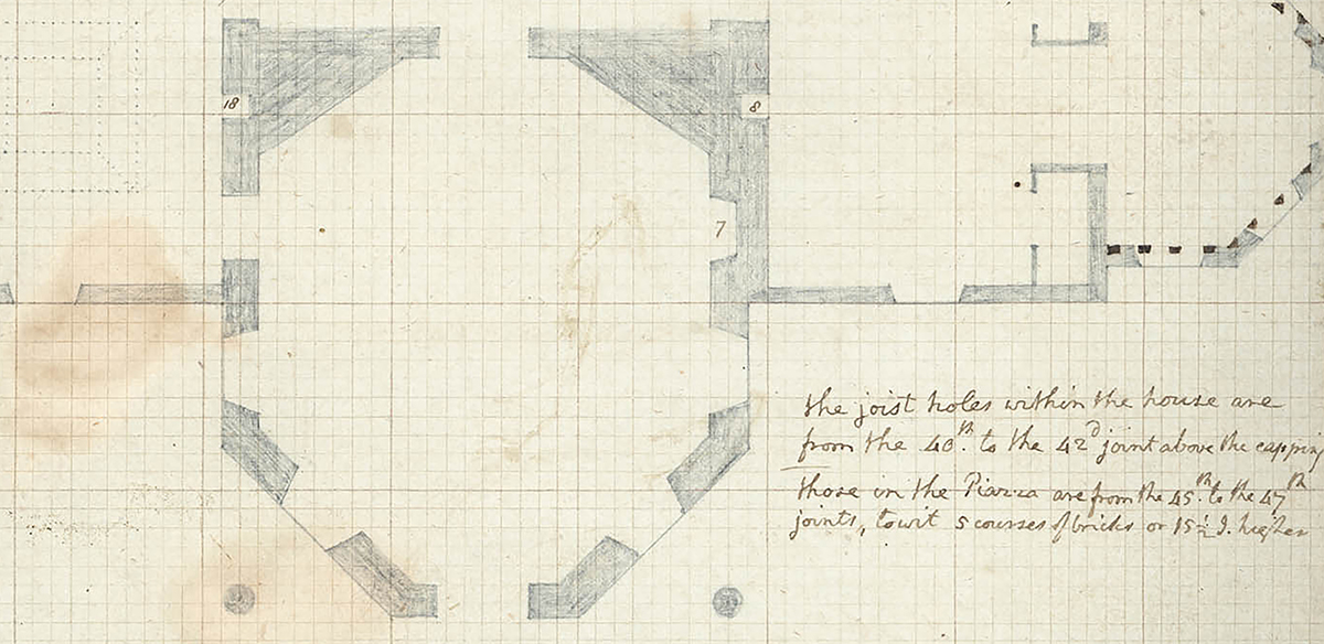 Detail of Jefferson's Floor Plan for Monticello