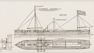 Drawing of Fulton's Steamboat Clermont 