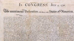 Stone engraving reproducing the Declaration of Independence 