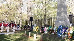 Wreath laying ceremony at Thomas Jefferson's grave, including a fife and drum corp